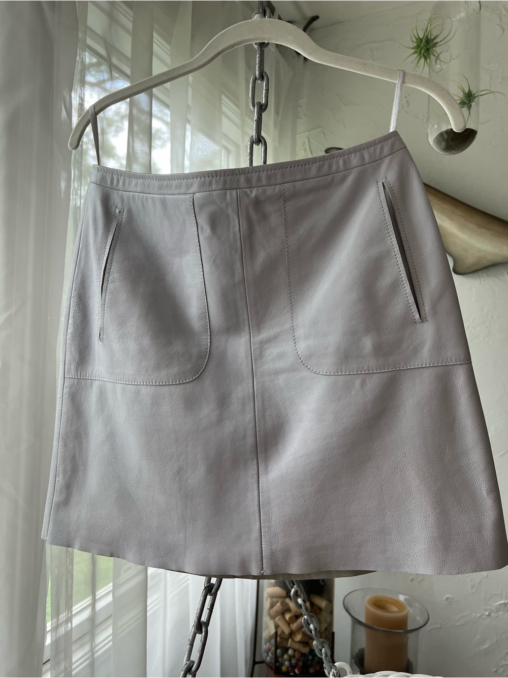 French Connection Soft Lavender Leather Mini Skirt